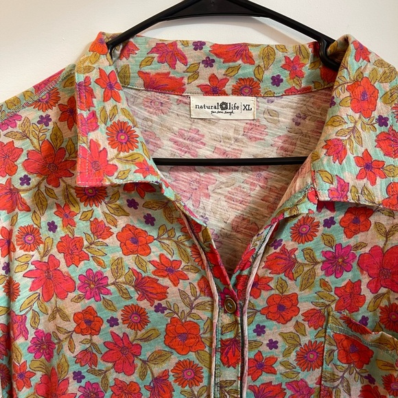 Natural Life Christa Knit Maxi Dress Watercolor Neon XL Boho Prairie Artsy - Picture 7 of 9